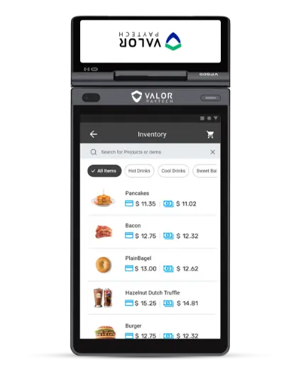 Valor VP800 kitchen display system.